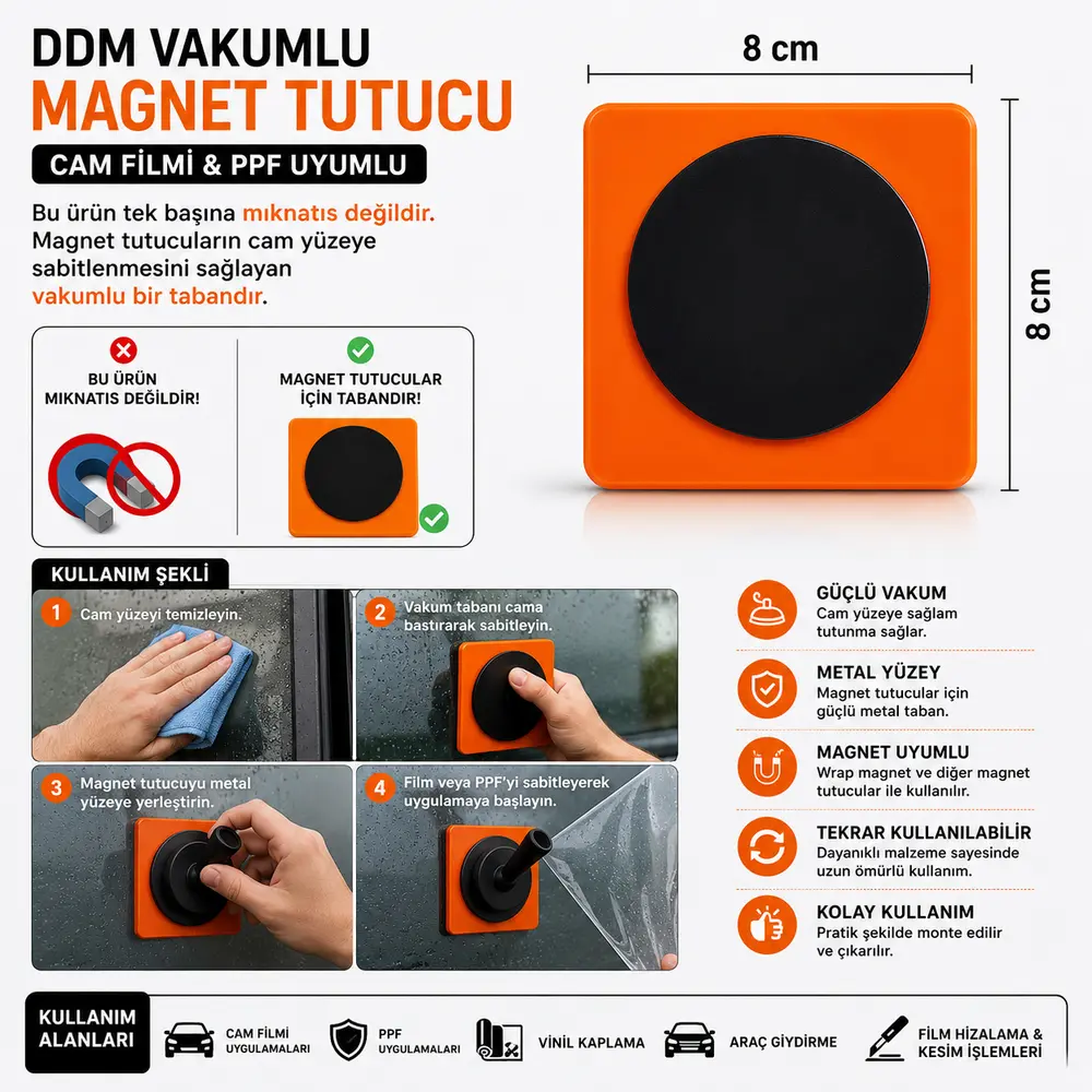 DDM Vakumlu Magnet Tutucu | Cam Filmi & PPF Uyumlu