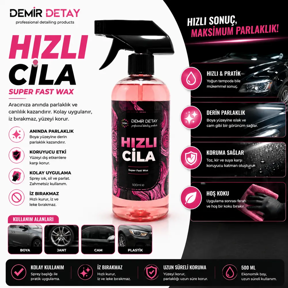 DDM Hızlı Cila 500 ML | Yüksek Parlaklık ve Hidrofobik Boya Koruma