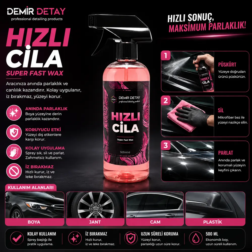 DDM Hızlı Cila 500 ML | Yüksek Parlaklık ve Hidrofobik Boya Koruma