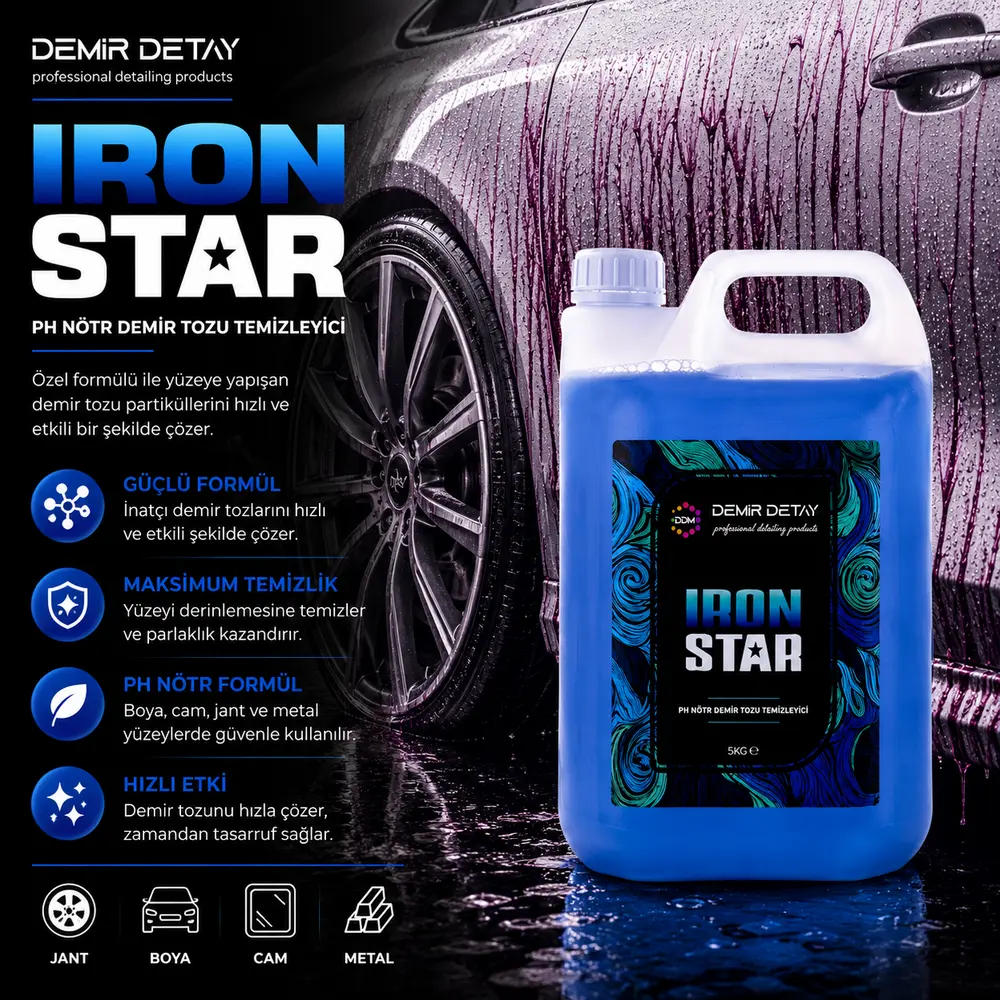 DDM IronStar Demir Tozu Temizleyici 5 Kg Konsantre | pH Nötr Jant ve Boya Dekontaminasyonu