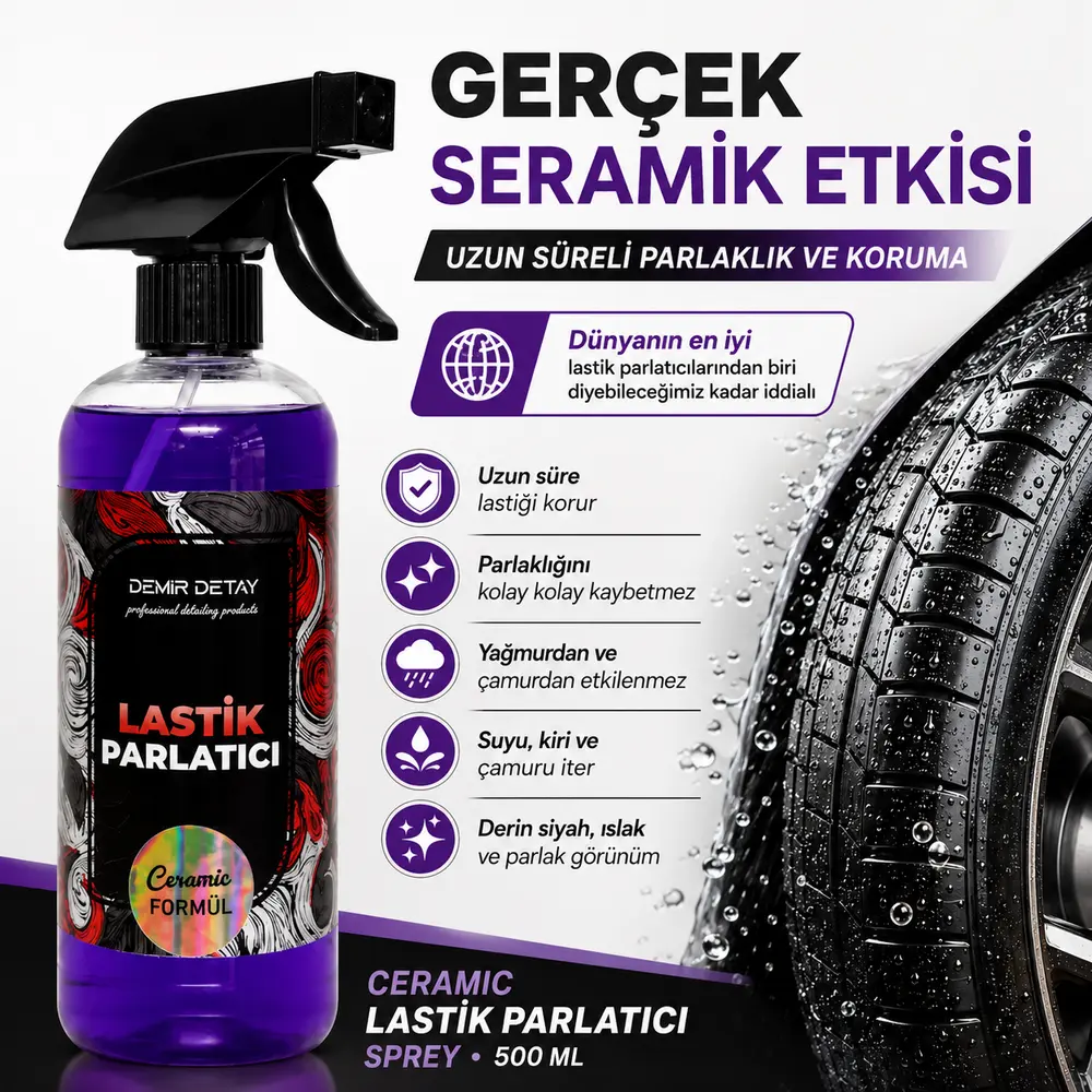 DDM Ceramic Lastik Parlatıcı Sprey 500 ML | Seramik Etkili Uzun Ömürlü Lastik Bakımı