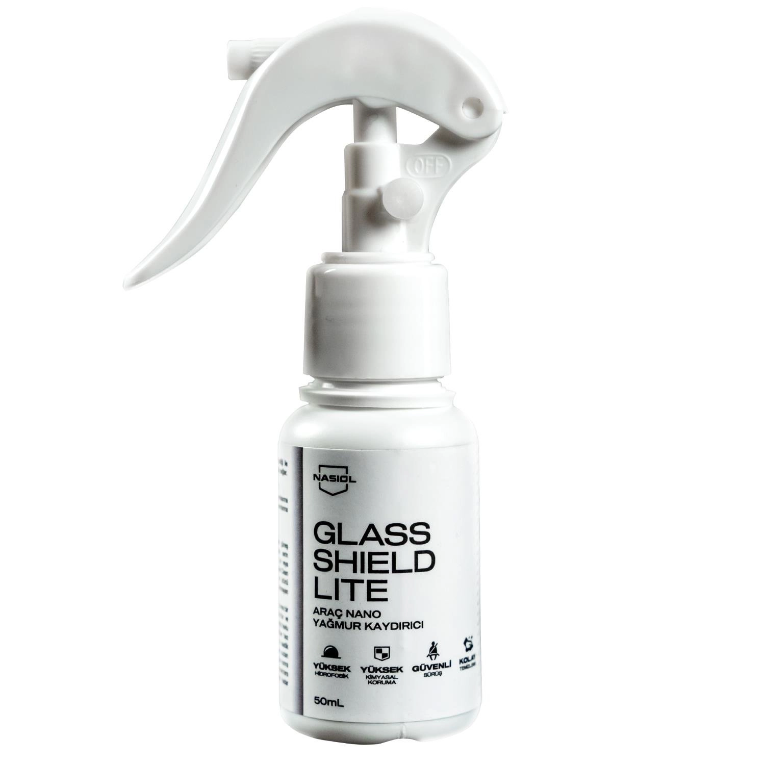 Nasiol Glasshield Lite Nano Yağmur Kaydırıcı-Cam Yüzey Seramik Kaplama Spreyi-1 Yıl Dayanım-50ml