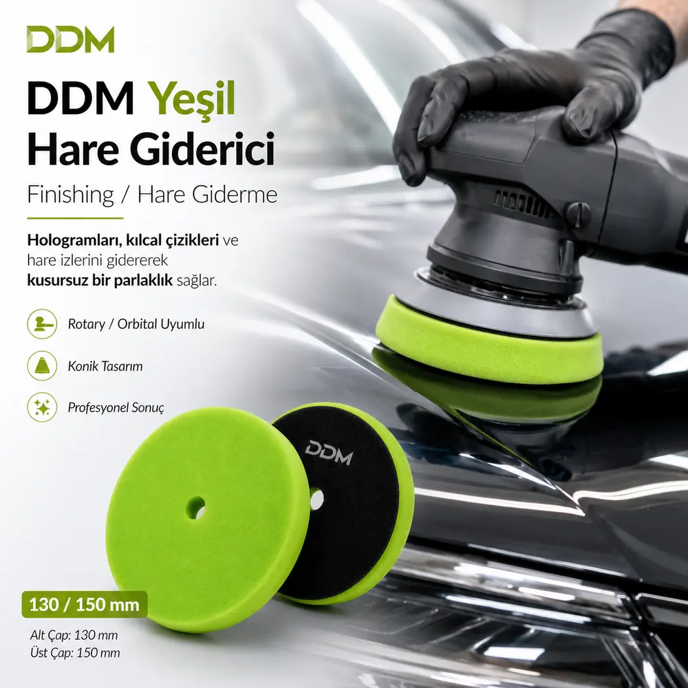 DDM Orbital Cila Süngeri 130/150 mm | Hare Giderici ve Yüksek Parlaklık Polisaj Pedi