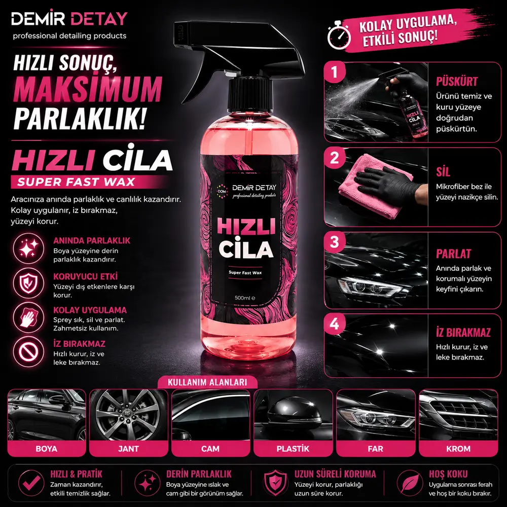 DDM Hızlı Cila 500 ML | Yüksek Parlaklık ve Hidrofobik Boya Koruma