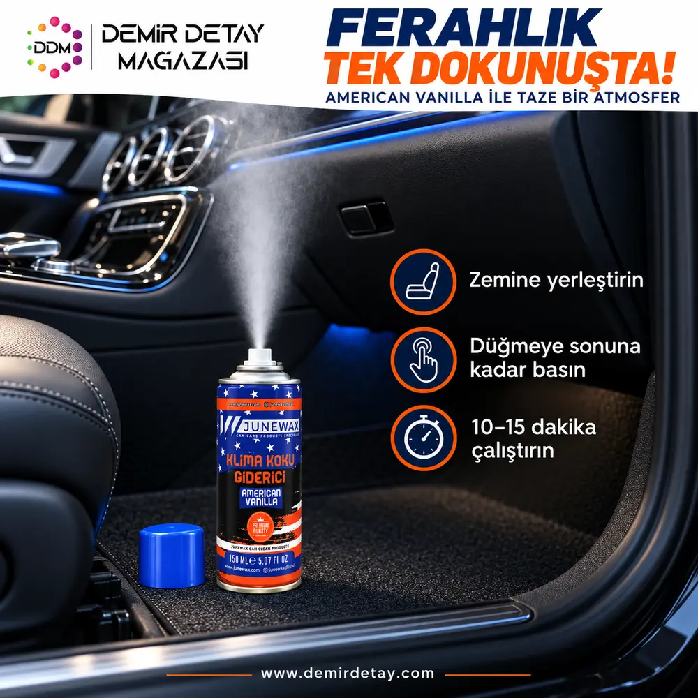 JuneWax Özel American Vanilya Klima Koku Giderici 150 ML | Parfüm Esanslı Klima Bombası