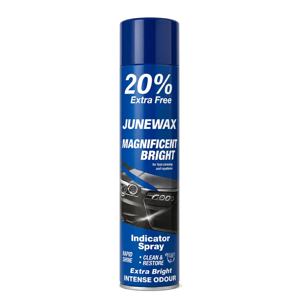 JuneWax Magnificent Bright Plastik, Vinil ve Ahşap Koruyucu Cila Aerosol 750 ML | Torpido ve Trim Yenileyici