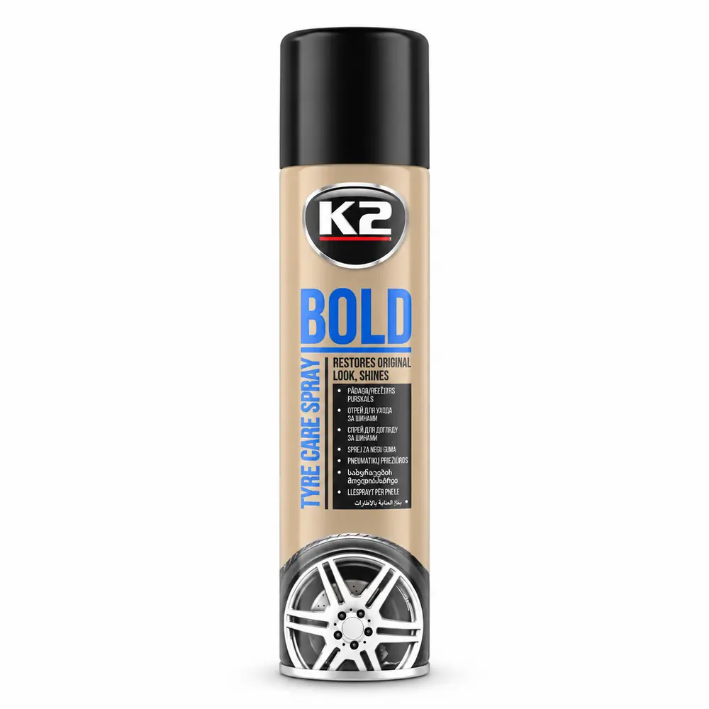 K2 Bold Lastik Parlatıcı ve Koruyucu Sprey 600 ML | Islak Görünüm Sağlayan UV Korumalı Lastik Bakım Spreyi