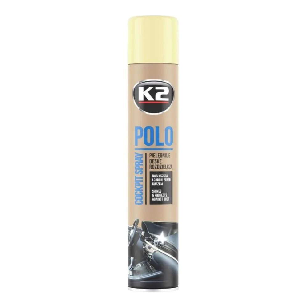 K2 Polo Cockpit Vanilyalı Plastik Vinil Ahşap Koruyucu Cila Aerosol 750 ML | Torpido ve İç Trim Bakım Spreyi
