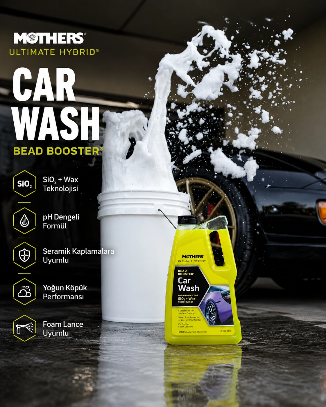 Mothers Ultimate Hybrid Car Wash Seramikli Oto Şampuanı 1.42 L