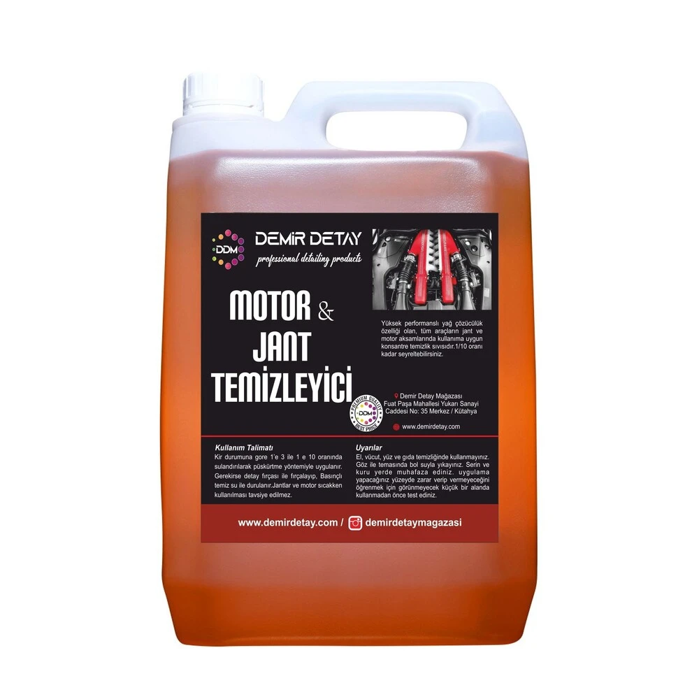 DDM Motor ve Jant Temizleyici Konsantre 5 Lt | Güçlü Yağ, Kir ve Balata Tozu Temizleyici