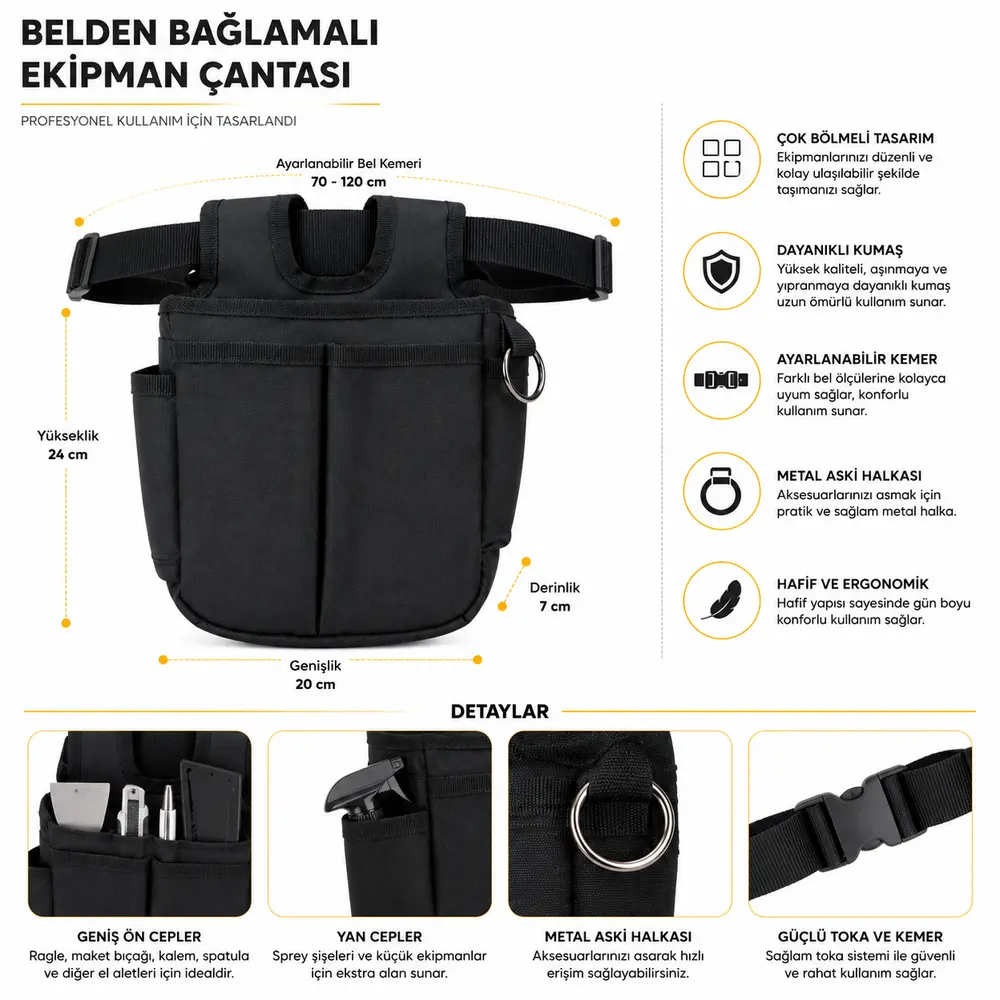 Profesyonel Belden Bağlamalı Detailing Ekipman Çantası