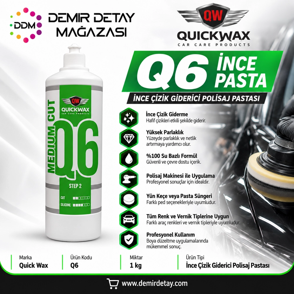 Quick Wax Q6 İnce Pasta 1 kg | İnce Çizik Giderici Polisaj Pastası