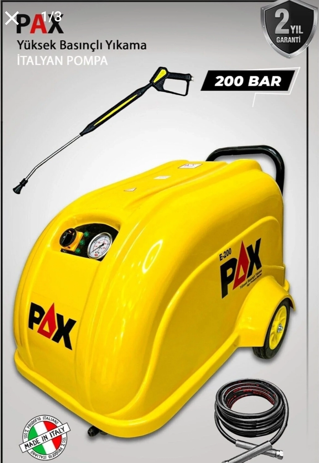 PAX 200 BAR YIKAMA MAKİNASI TRIFAZE İtalyan Pompa 