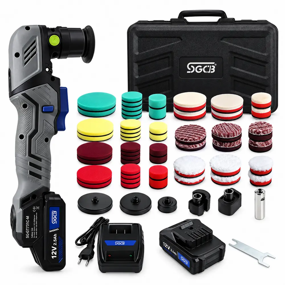 SGCB 12V Kablosuz Mini Nano Polisaj Makinesi Seti | Rotary & Orbital 65 Parça
