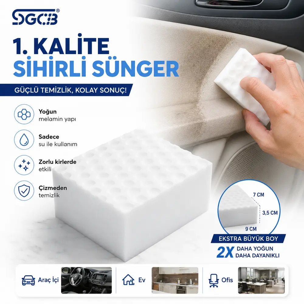 SGCB Magic Sponge Sihirli Sünger | Melamin Temizlik Süngeri 90×70×35 mm