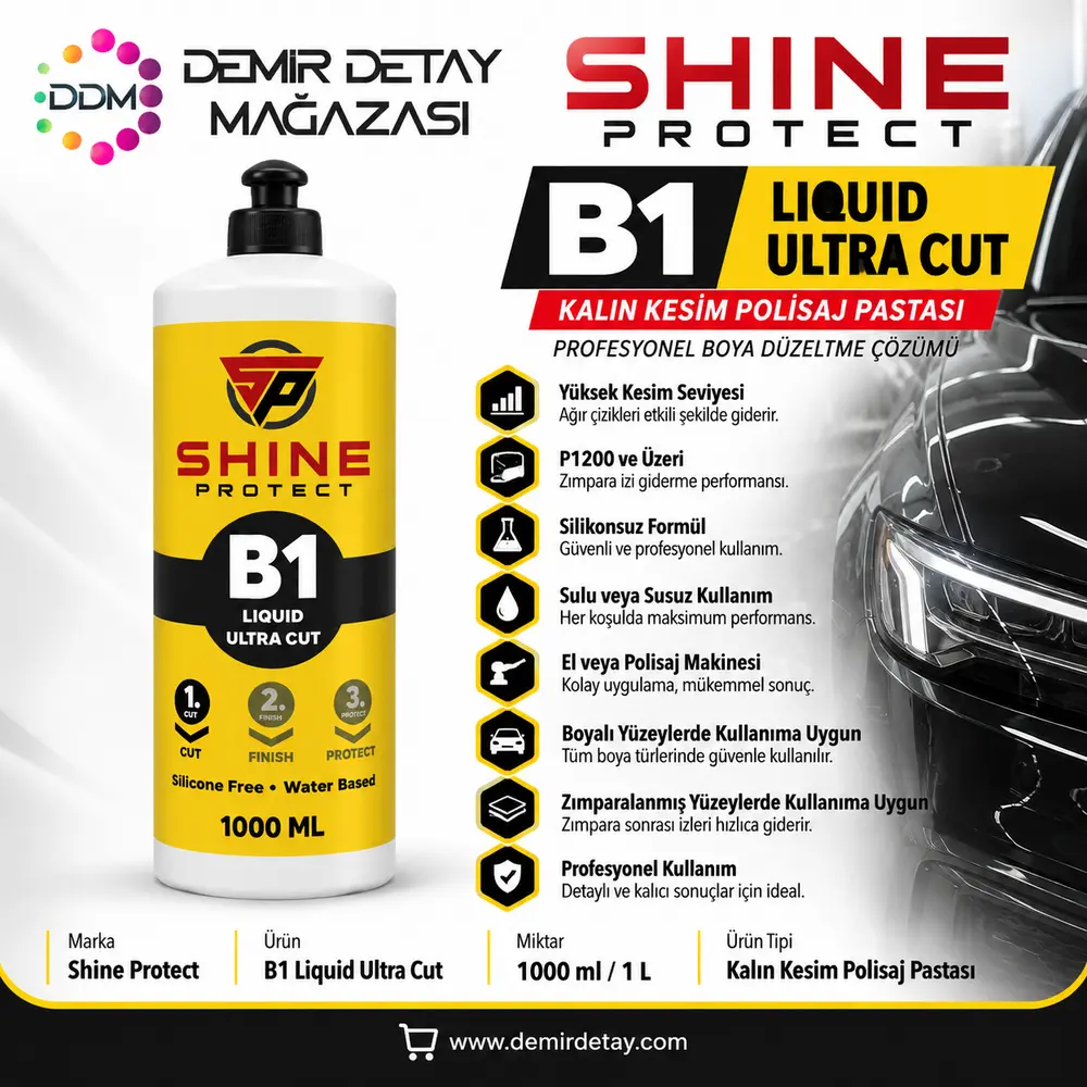 Shine Protect B1 Liquid Ultra Cut Kalın Pasta 1 L | Ağır Çizik Giderici