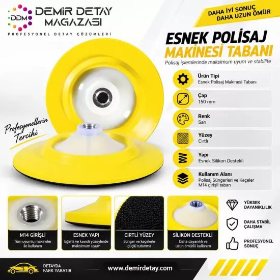 DDM 150 mm Sarı Esnek Polisaj Makinesi Tabanı