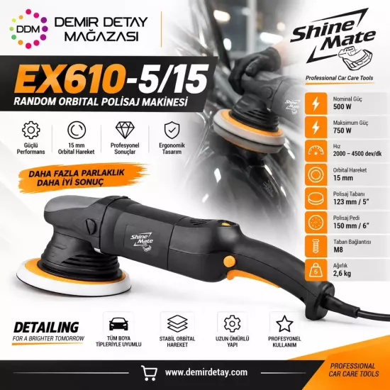 ShineMate EX610 Orbital Polisaj Makinesi 125 mm
