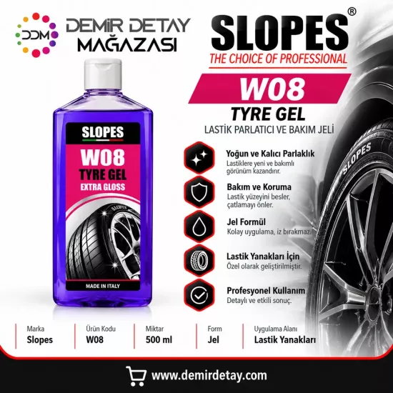 Slopes W08 Lastik Parlatıcı Jel 500 ml
