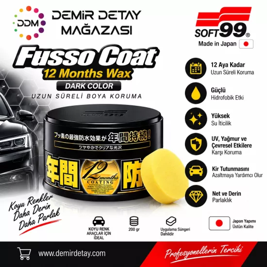 Soft99 Fusso Coat 12 Aylık Wax Koyu Renk 200 gr