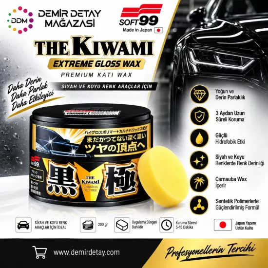 Soft99 Kiwami Black Katı Wax Koyu Renk Araçlar 200 gr