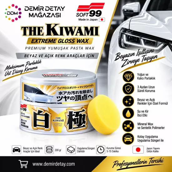 Soft99 Kiwami White Wax Beyaz & Açık Renk Araç 200 gr