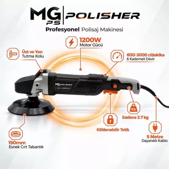 MG PS MG-RPV001 Rotary Polisaj Makinesi 1200W