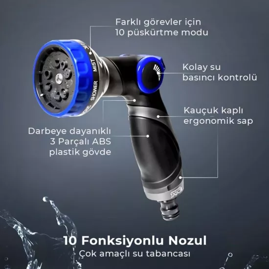 SGCB 10 Desenli Su Püskürtme Sulama Tabancası