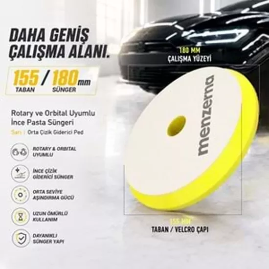 Menzerna İnce Pasta Süngeri 180 mm Sarı