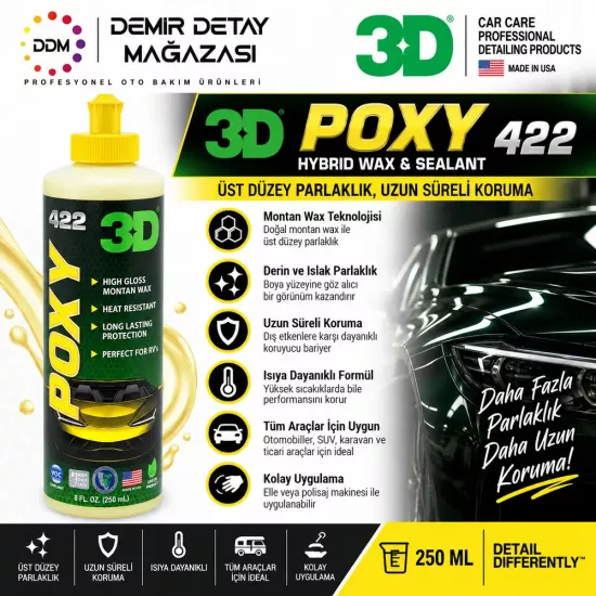 3D HD Poxy 250 ML | Montan Wax ve Hibrit Boya Koruma