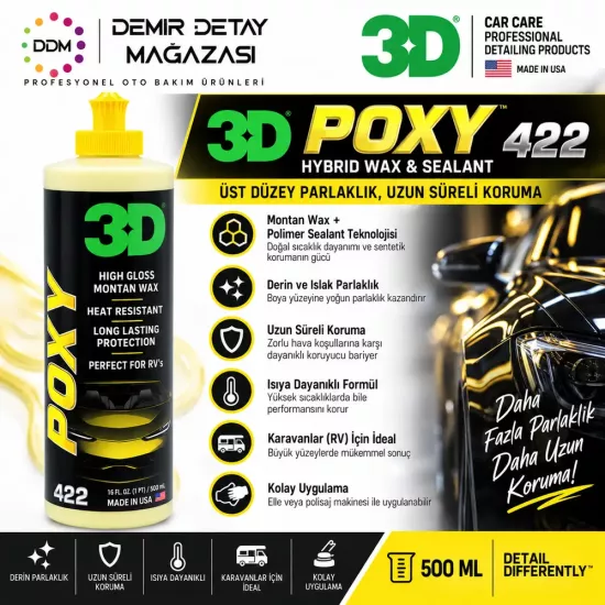 3D HD Poxy 500 ML | Montan Wax ve Hibrit Boya Koruma
