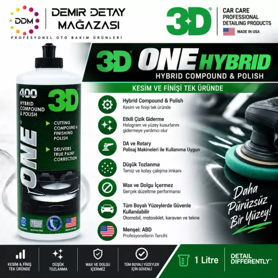 3D One Hybrid 1 Litre | Çizik Giderici ve Tek Adım Polisaj