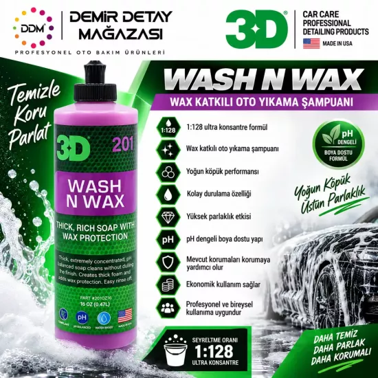 3D Wash N Wax Cilalı Oto Yıkama Şampuanı 500 Ml