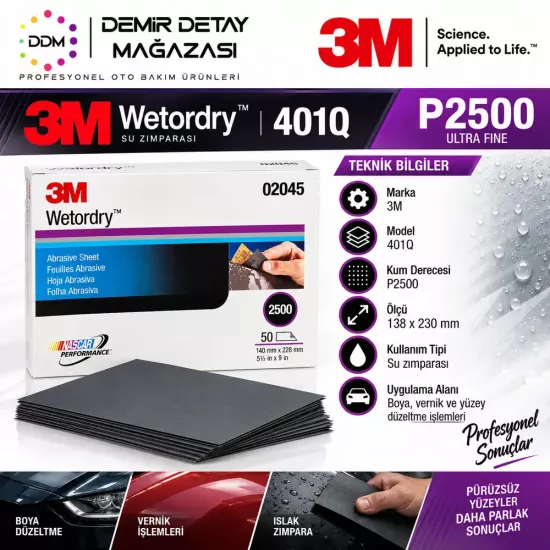 3M 401Q Su Zımparası P2500 138x230 mm