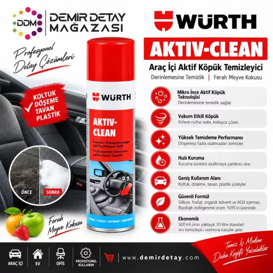 Würth Aktiv-Clean Araç İçi Temizleme Köpüğü 500 ml