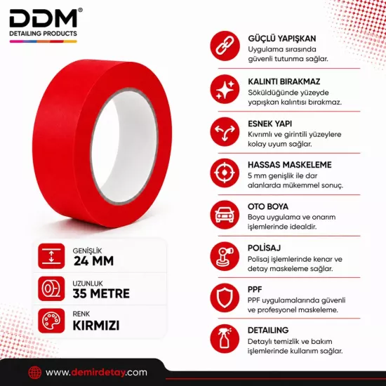 DDM 24 mm Kırmızı Maskeleme Bandı