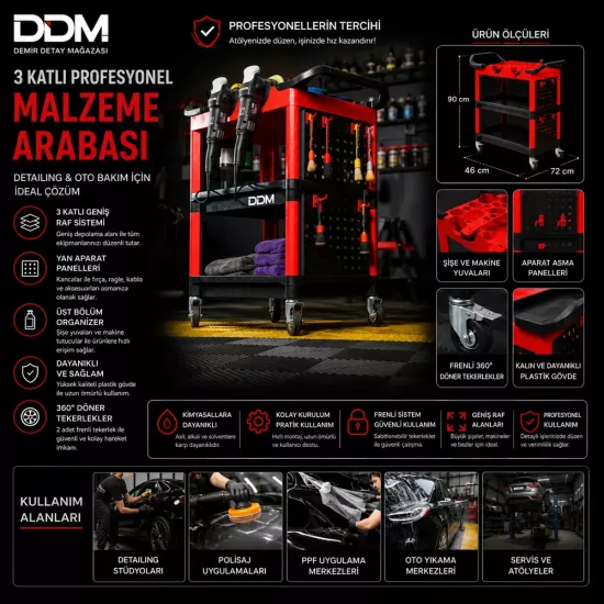 DDM 3 Katlı Detailing Malzeme Arabası