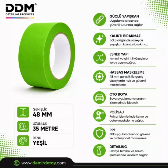 DDM 48 MM Yeşil Maskeleme Bandı | Profesyonel Otomotiv Maskeleme Bandı