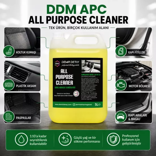 DDM APC 5 Lt Konsantre Genel Amaçlı Temizleyici | İç ve Dış Yüzey Temizliği