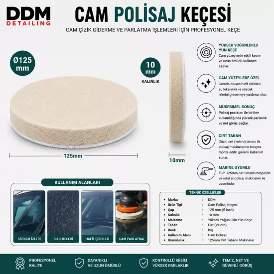 DDM Cam Polisaj Keçesi 125x10 mm