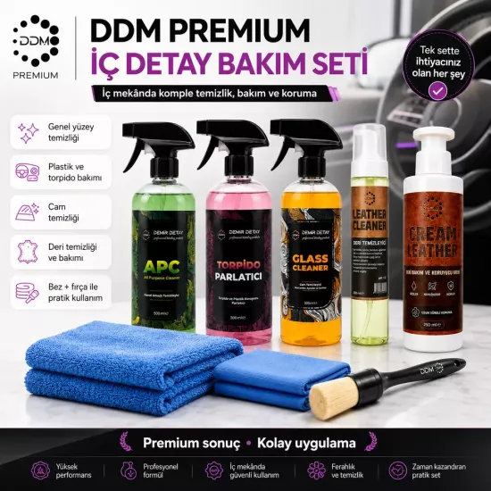 DDM Premium İç Detay Bakım Seti | Araç İçi Temizlik, Koruma ve Bakım Paketi