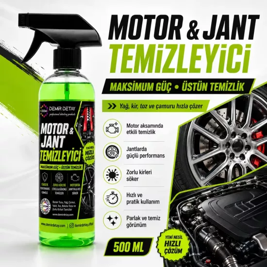 DDM Jant ve Motor Temizleyici 500 ML | Güçlü Yağ, Kir ve Fren Tozu Temizleyici