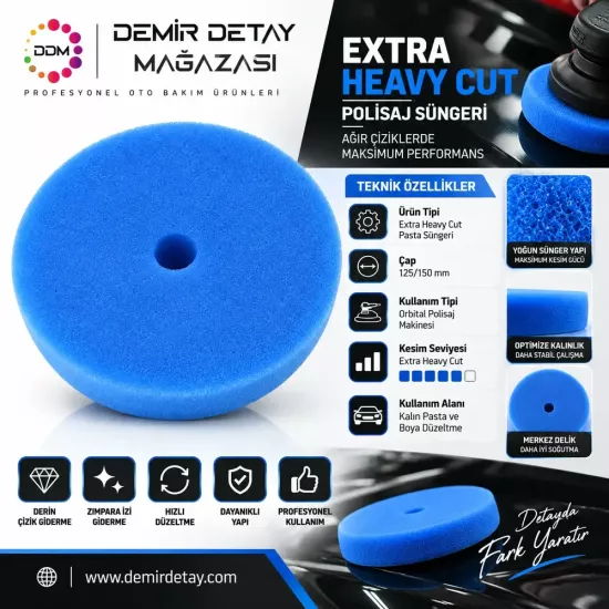DDM Extra Heavy Cut Pasta Süngeri 125/150 mm | Orbital Kalın Pasta Pedi