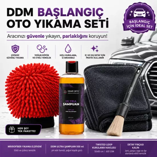 DDM Başlangıç Oto Yıkama Seti | Çiziksiz ve Güvenli Araç Yıkama Seti