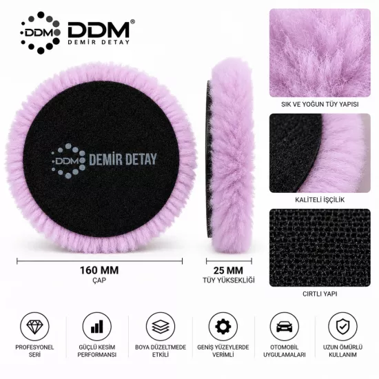 DDM Pro 160 mm Lila Kuzu Postu Polisaj Keçesi