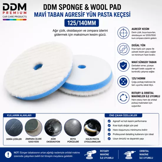 DDM Sponge & Wool Pad  Yün Pasta Keçesi 125/140 MM