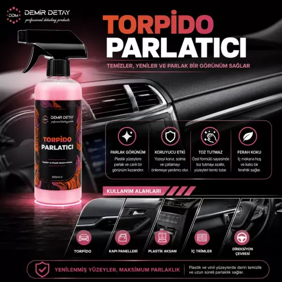 DDM Parlak Torpido Parlatıcı 500 ml | SiO2 Destekli Plastik ve Vinil Koruyucu