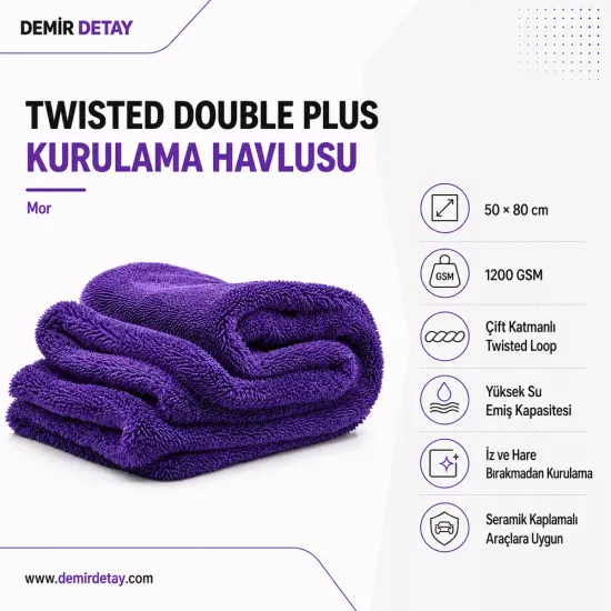 DDMTwisted Double Purple 1200 GSM Kurulama Havlusu