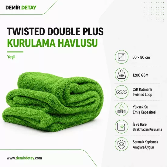 DDM Twisted Double Green 1200 GSM Kurulama Havlusu