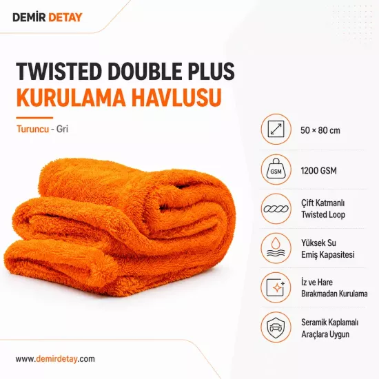 DDM Twisted Double Plus Orange 1200 GSM Kurulama Havlusu | Profesyonel Mikrofiber Havlu